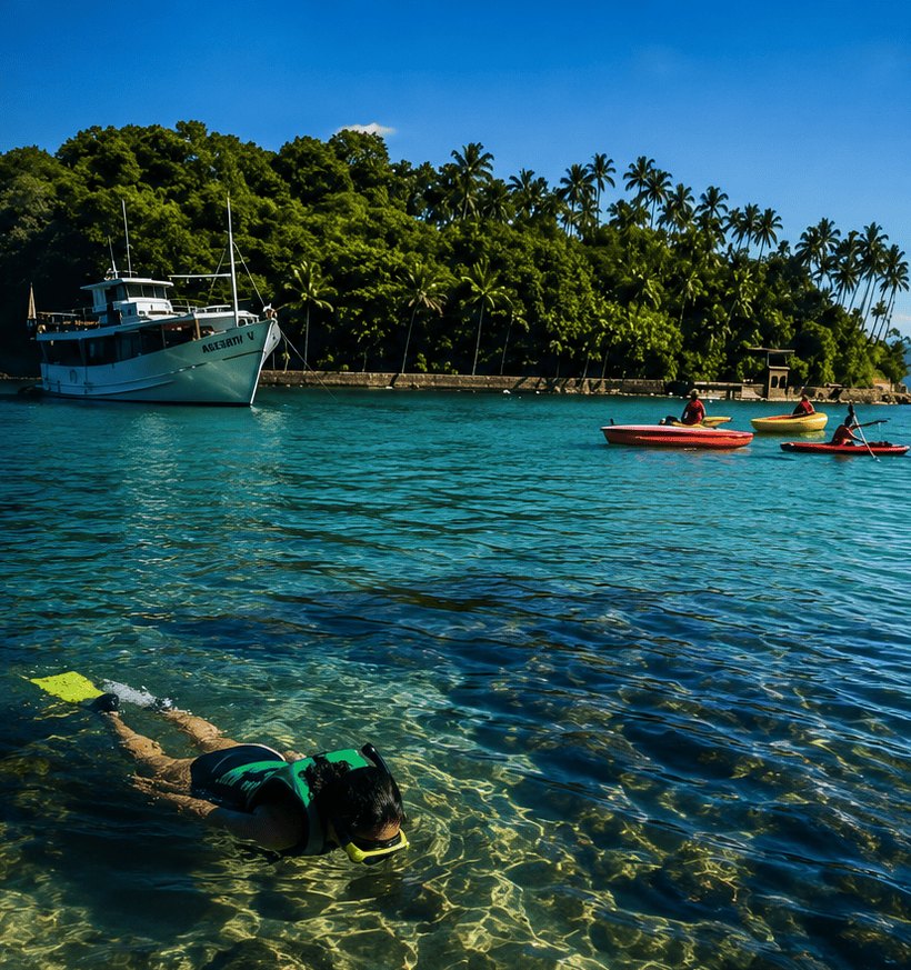 Piscina natural cercada por mata atlântica em Ilhabela
